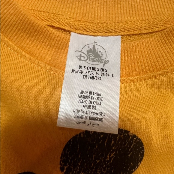 Disney NWT Yellow Mickey Mouse Sporty Graphic Long Sleeve Sweatshirt Size Small - Picture 2 of 9